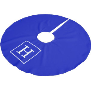 Jupon De Sapin En Polyester Brossé Royal Bleu Blanc encadré Monogramme initial
