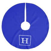 Jupon De Sapin En Polyester Brossé Royal Bleu Blanc encadré Monogramme initial (Devant)