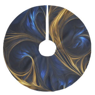 Jupon De Sapin En Polyester Brossé Royal Blue Gold Abstrait Swirl