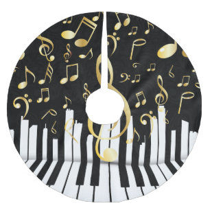 Jupon De Sapin En Polyester Brossé Royal élégant Music Noter piano touches