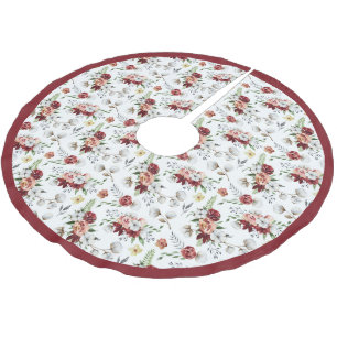 Jupon De Sapin En Polyester Brossé Russe Southern Watercolor Floral & Motif de coton