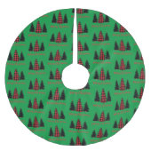 Jupon De Sapin En Polyester Brossé Rustic Buffalo Plaid Trees Motif (Devant)