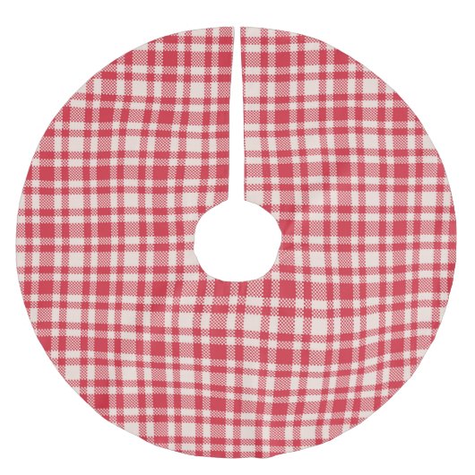 Jupon De Sapin En Polyester Brossé Rustic Red and White Gingham Plaid (Devant)
