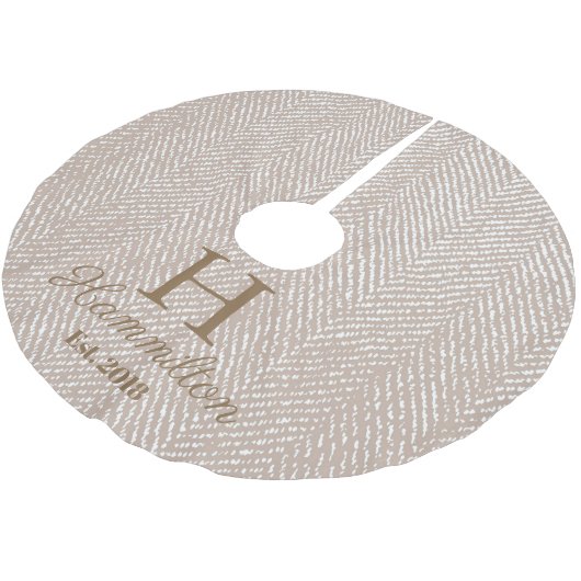 Jupon De Sapin En Polyester Brossé Rustique Elegant Taupe Herringbone Personnalisé (Angle)