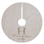 Jupon De Sapin En Polyester Brossé Rustique Elegant Taupe Herringbone Personnalisé (Devant)