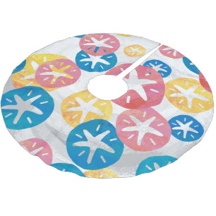Jupon De Sapin En Polyester Brossé Sable Dollar Jaune Rouge Bleu Motif
