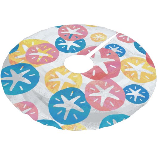 Jupon De Sapin En Polyester Brossé Sable Dollar Jaune Rouge Bleu Motif (Angle)