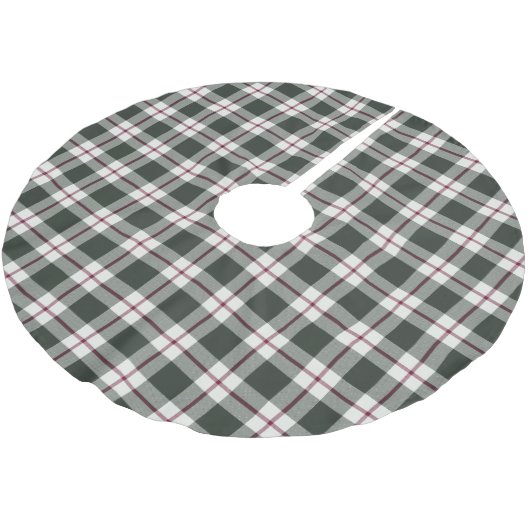 Jupon De Sapin En Polyester Brossé Sage Green et Berry Red Plaid Noël Holiday (Angle)