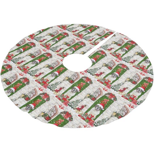 Jupon De Sapin En Polyester Brossé Saint Bernard Chien Noël (Angle)