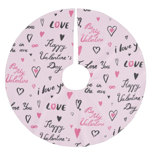 Jupon De Sapin En Polyester Brossé Saint-Valentin : Arrière - plan "Je t'aime". (Devant)