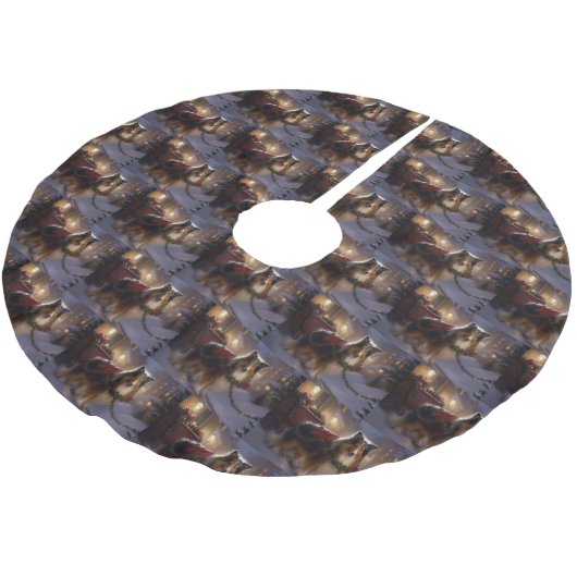 Jupon De Sapin En Polyester Brossé Saison de Noël du Shetland Sheepdog (Angle)