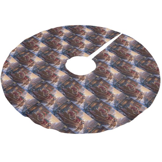 Jupon De Sapin En Polyester Brossé Saison de Noël Golden Retriever (Angle)