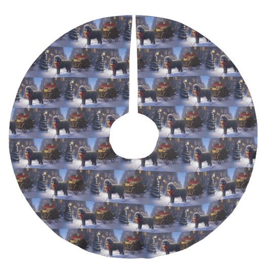 Jupon De Sapin En Polyester Brossé Saison des fêtes de Noël des canicules (Devant)