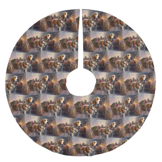 Jupon De Sapin En Polyester Brossé Saison festive de Noël beagle (Devant)