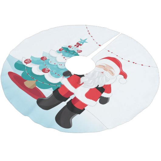 Jupon De Sapin En Polyester Brossé Santa Claus (Angle)