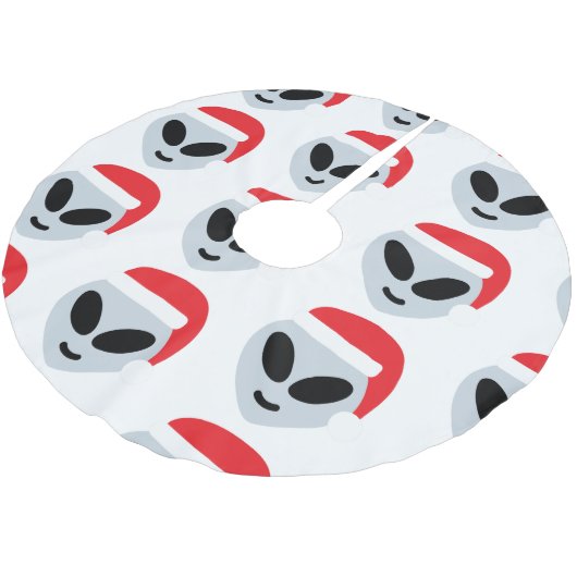 Jupon De Sapin En Polyester Brossé santa claus alien jupe d'arbre emoji (Angle)