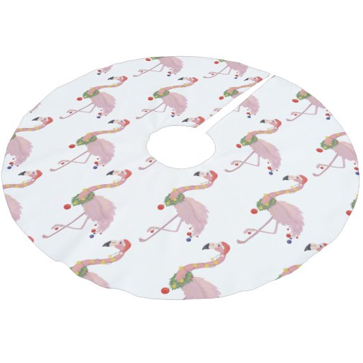 Jupon De Sapin En Polyester Brossé santa claus flamingo (Angle)