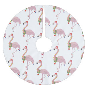 Jupon De Sapin En Polyester Brossé santa claus flamingo