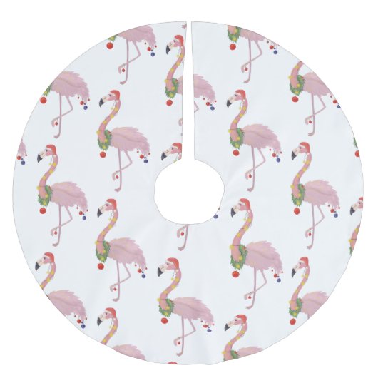 Jupon De Sapin En Polyester Brossé santa claus flamingo (Devant)