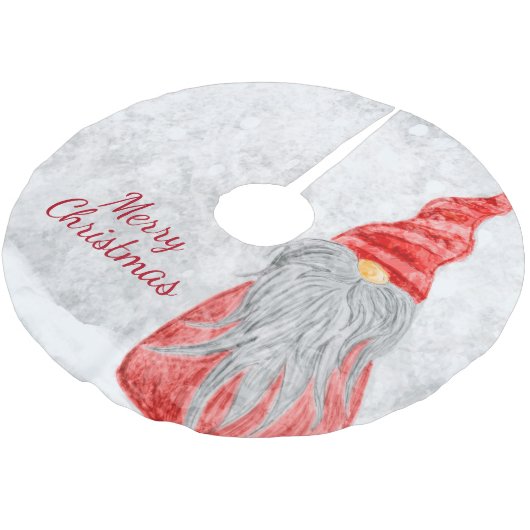 Jupon De Sapin En Polyester Brossé Santa Claus Gnome sur terrain neigeux (Angle)