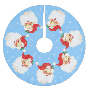 Jupon De Sapin En Polyester Brossé Santa Claus Mandala & Snowflakes sur Bleu clair