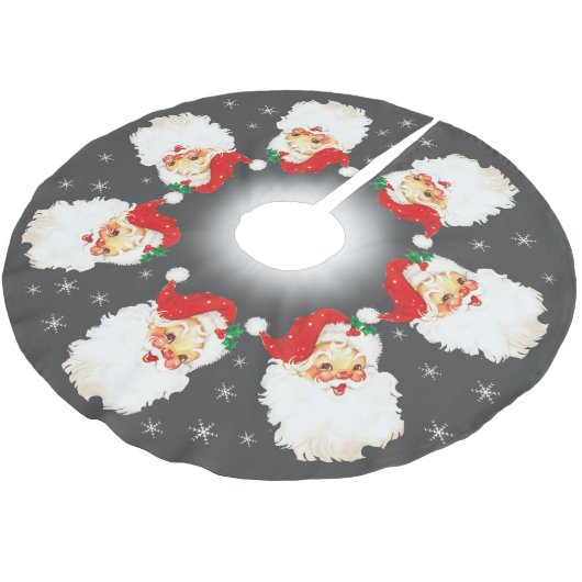 Jupon De Sapin En Polyester Brossé Santa Claus Mandala & Snowflakes sur Grey (Angle)