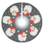 Jupon De Sapin En Polyester Brossé Santa Claus Mandala & Snowflakes sur Grey (Devant)