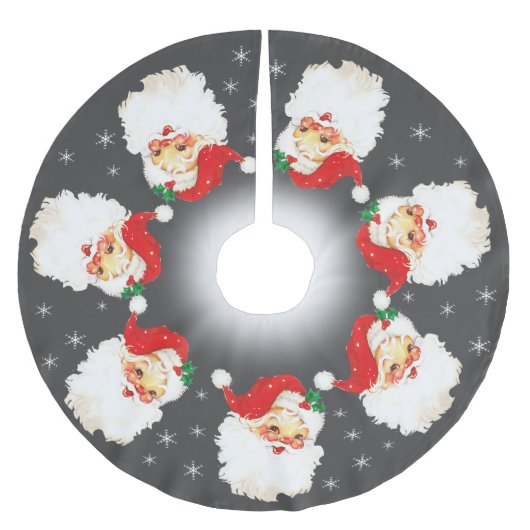Jupon De Sapin En Polyester Brossé Santa Claus Mandala & Snowflakes sur Grey (Devant)