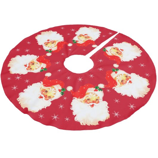Jupon De Sapin En Polyester Brossé Santa Claus Mandala & Snowflakes sur Red (Angle)