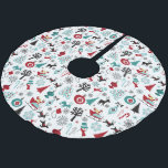 Jupon De Sapin En Polyester Brossé Santa Claus Sleigh Reindeer Pine Trees Art Motif<br><div class="desc">Belle image contemporaine de Père Noël sur son traîneau tiré par des rennes,  des arbres de Noël,  des baubles et des sucres de canne.</div>