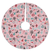 Jupon De Sapin En Polyester Brossé Santa Claus Sleigh Reindeer Pine Trees Art Motif (Devant)