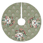 Jupon De Sapin En Polyester Brossé Santa folklorique patchwork fantaisiste de Noël (Devant)