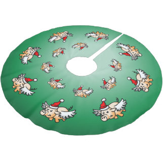 Jupon De Sapin En Polyester Brossé Santa's Flying Christmas Pig
