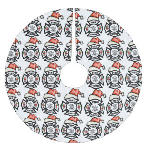 Jupon De Sapin En Polyester Brossé Sapeur-pompier Père Noël