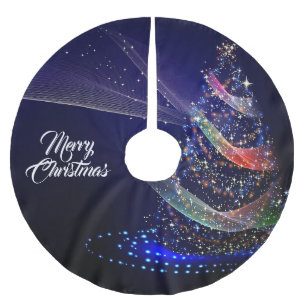Jupon De Sapin En Polyester Brossé Sapin de Noël Coloré Bleu Marine Rustique