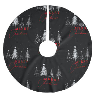 Jupon De Sapin En Polyester Brossé Sapin de Noël Élégant Simple Noir