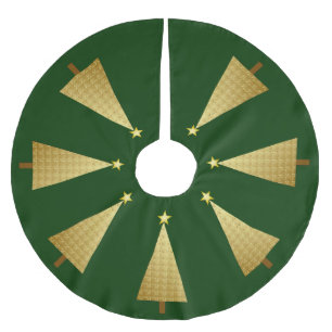 Jupon De Sapin En Polyester Brossé Sapin de Noël moderne en feuille d'or
