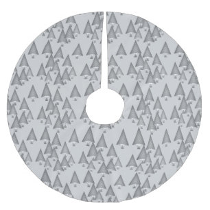 Jupon De Sapin En Polyester Brossé Sapins de Noël métalliques modernes - gris argenté