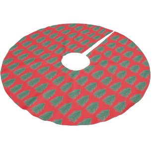 Jupon De Sapin En Polyester Brossé Sapins de Noël rouges et verts 