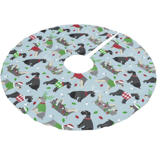 Jupon De Sapin En Polyester Brossé Schnauzer de Noël (Angle)