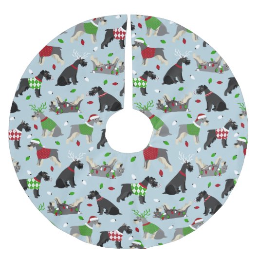 Jupon De Sapin En Polyester Brossé Schnauzer de Noël (Devant)