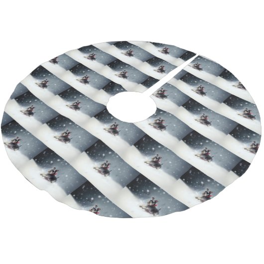Jupon De Sapin En Polyester Brossé Schnauzer miniature neige de Noël hiver (Angle)