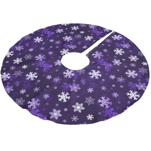 Jupon De Sapin En Polyester Brossé Schnowflakes pourpre foncé (Angle)