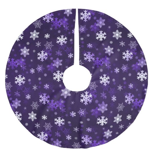 Jupon De Sapin En Polyester Brossé Schnowflakes pourpre foncé (Devant)