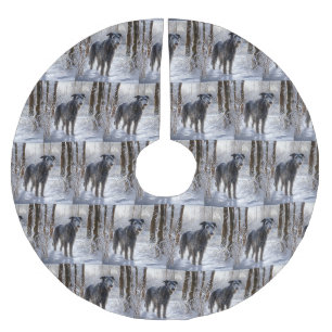 Jupon De Sapin En Polyester Brossé Scottish Deerhound Laissez-le neiger Noël