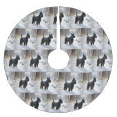 Jupon De Sapin En Polyester Brossé Scottish Terrier Laisser Il Neige Noël (Devant)