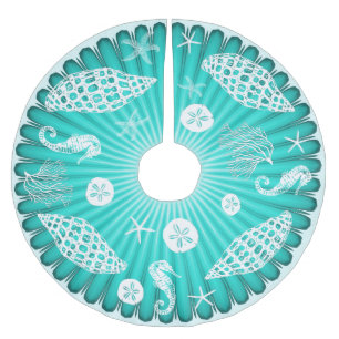 Jupon De Sapin En Polyester Brossé Sea Green Marine Life Noël tropical