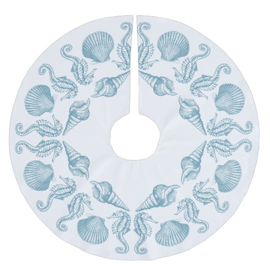 Jupon De Sapin En Polyester Brossé Sea Side Beach Joyeux Noël (Devant)