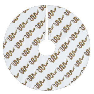 Jupon De Sapin En Polyester Brossé Serpent Brown et Silhouette Or