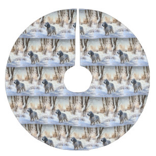 Jupon De Sapin En Polyester Brossé Setter anglais laissez-le neiger Noël